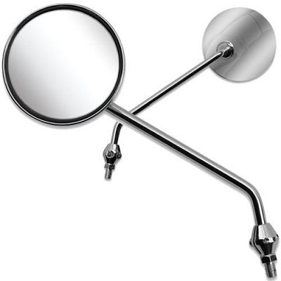 Left Hand Chrome Round Mirror with 10mm Thread