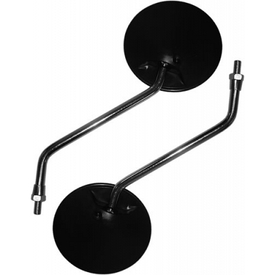 Black Round Yamaha Mirrors 10mm Thread & 120mm Chrome Stem