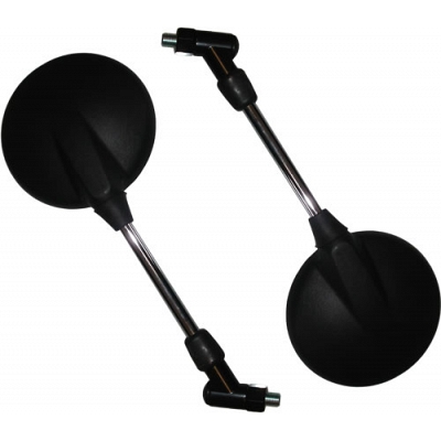 Black Round Mirrors with 10mm Thread & Chrome Stem