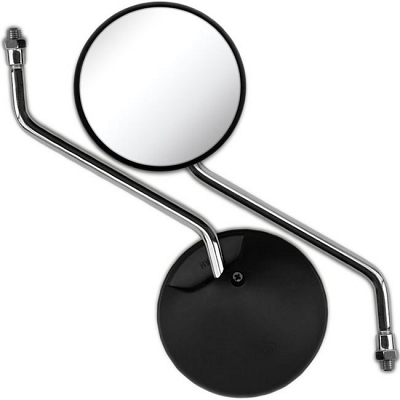 Black Round Mirrors with 8mm Right Handed Thread & Chrome Stem