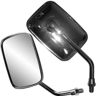 Chrome Rectangle Mirrors with 10mm Thread & Short Stem