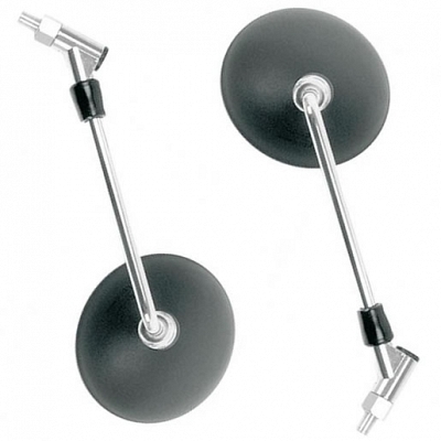 Black Round Yamaha Mirrors with 10mm Thread & Chrome Stem