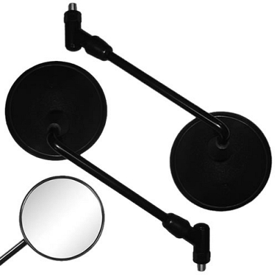 Black Round Yamaha Mirrors 10mm Thread & Black Stem