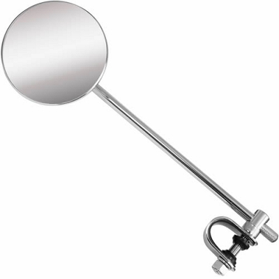 Chrome Round Clamp-On Mirror with 9" Stem