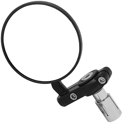 Right Hand Black Round Bar-End Mirror