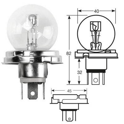 6V 45/40W P45t Headlight Bulbs
