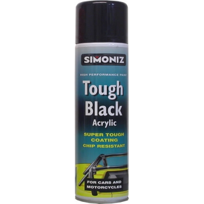 Simoniz Tough Black Acrylic Spray Paint in Gloss Finish 500ml