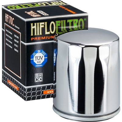 HiFlo HF170C Chrome Oil Filter Harley Davidson 63796-77 63805-80A 63805-80T