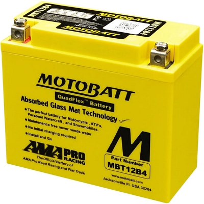Motobatt MBT12B4 AGM Sealed Battery YT12B-BS YT12B-4 GT12B-4