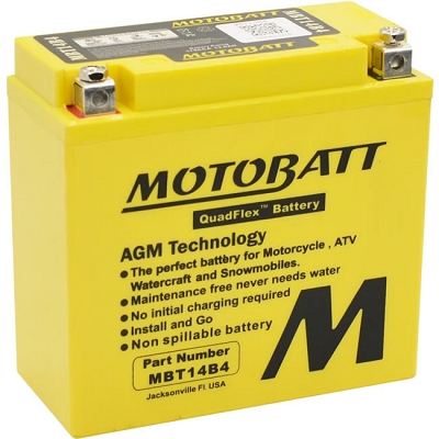 Motobatt MBT14B4 AGM Sealed Battery YT14B-BS YT14B-4 GT14B-4