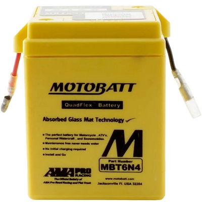 Motobatt MBT6N4 AGM Sealed Battery 6N4-2A 6N4C-1B 6N42A 6N4-2A-4A