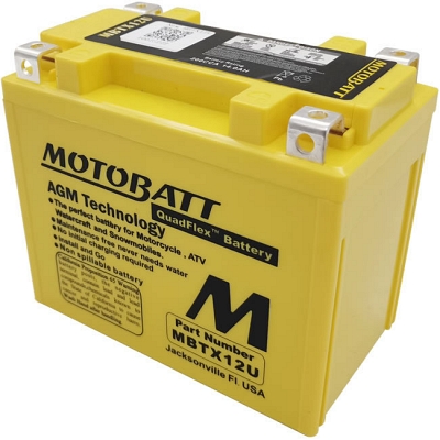 Motobatt MBTX12U AGM Sealed Battery YTX12-BS YTX15L-BS YB12BB2