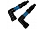 Pair of 90° Neon Blue Spark Plug Caps for Solid Terminal Plugs