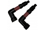 Pair of 90° Neon Red Spark Plug Caps for Solid Terminal Plugs